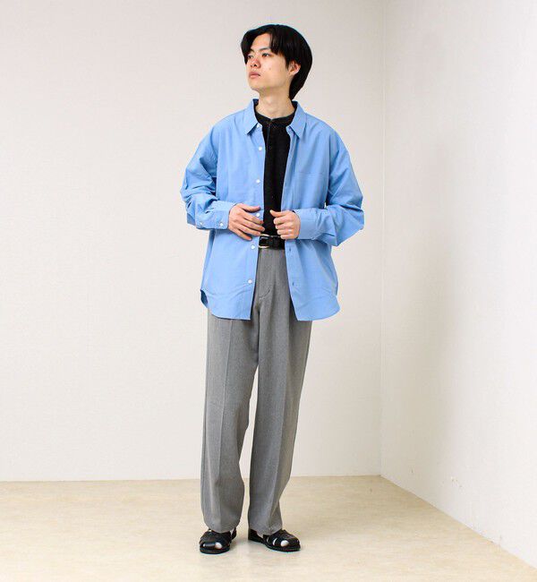 GLOSTER「【ストライプ/無地】レーヨン混 レギュラーカラーシャツ」|シャツ・ブラウス|