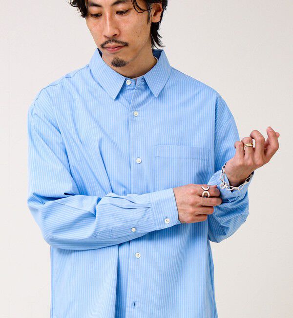 GLOSTER「【ストライプ/無地】レーヨン混 レギュラーカラーシャツ」|シャツ・ブラウス|