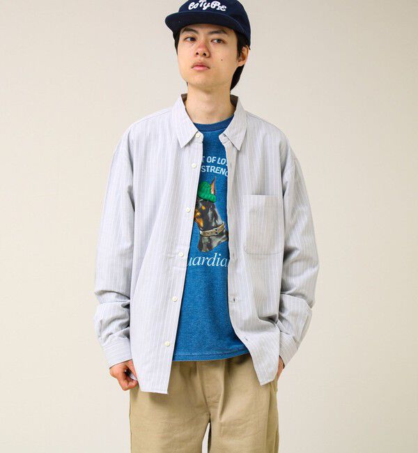 GLOSTER「【ストライプ/無地】レーヨン混 レギュラーカラーシャツ」|シャツ・ブラウス|