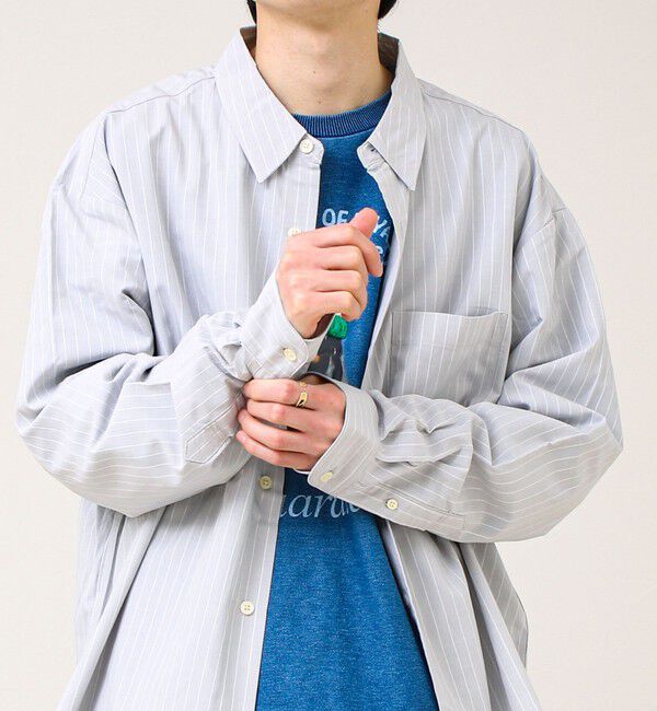 GLOSTER「【ストライプ/無地】レーヨン混 レギュラーカラーシャツ」|シャツ・ブラウス|