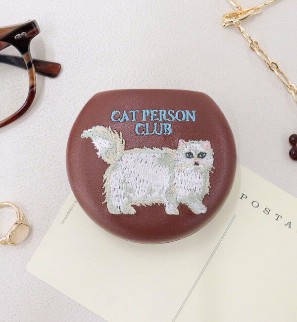 fredy emue「【JOli JOli/ジョリジョリ】刺しゅうラウンドケース」|ポーチ|ブラウン