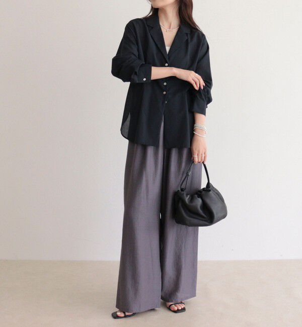 fredy emue「【人気アイテムの夏バージョン】リネン混シアーテーラードシャツ」|シャツ・ブラウス|