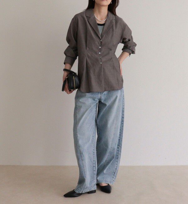 fredy emue「【人気アイテムの夏バージョン】リネン混シアーテーラードシャツ」|シャツ・ブラウス|