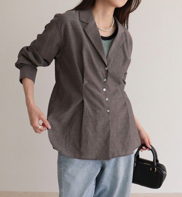 fredy emue「【人気アイテムの夏バージョン】リネン混シアーテーラードシャツ」|シャツ・ブラウス|