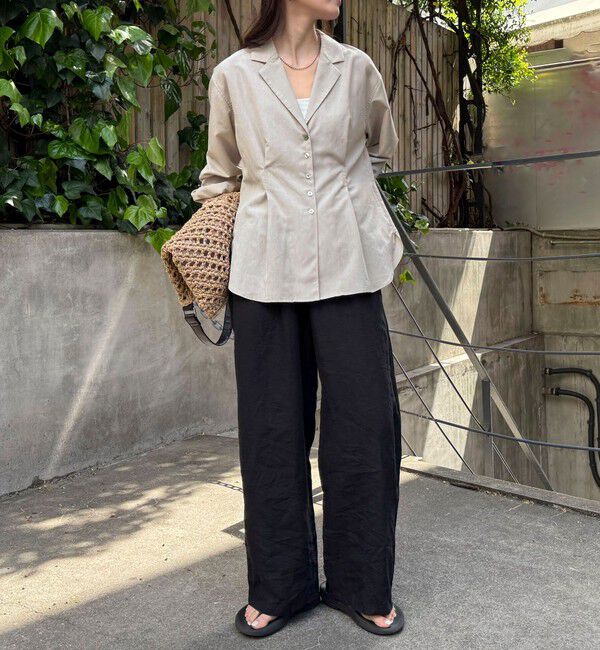 fredy emue「【人気アイテムの夏バージョン】リネン混シアーテーラードシャツ」|シャツ・ブラウス|