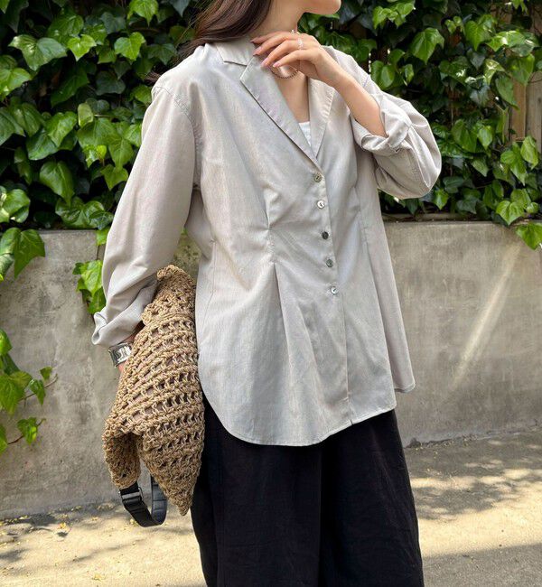 fredy emue「【人気アイテムの夏バージョン】リネン混シアーテーラードシャツ」|シャツ・ブラウス|