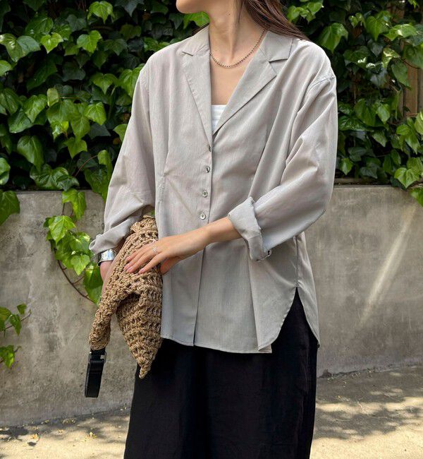 fredy emue「【人気アイテムの夏バージョン】リネン混シアーテーラードシャツ」|シャツ・ブラウス|
