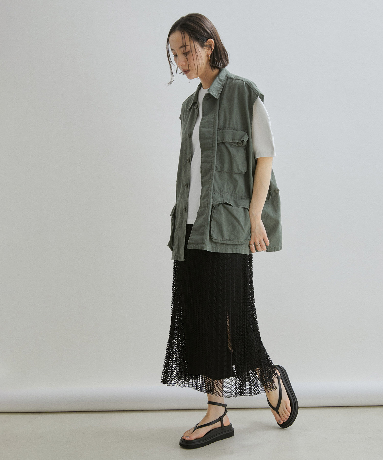 SALON adam et rope'「ダイヤメッシュプリーツスカート」|スカート|