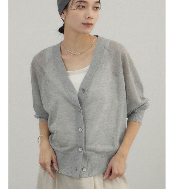 SALON adam et rope'「ブライトラメVネックシアーカーディガン / UV対策・冷房対策」|カーディガン|