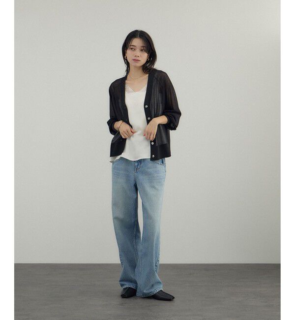 SALON adam et rope'「ブライトラメVネックシアーカーディガン / UV対策・冷房対策」|カーディガン|