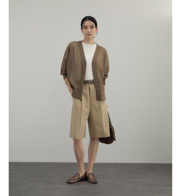 SALON adam et rope'「ブライトラメVネックシアーカーディガン / UV対策・冷房対策」|カーディガン|