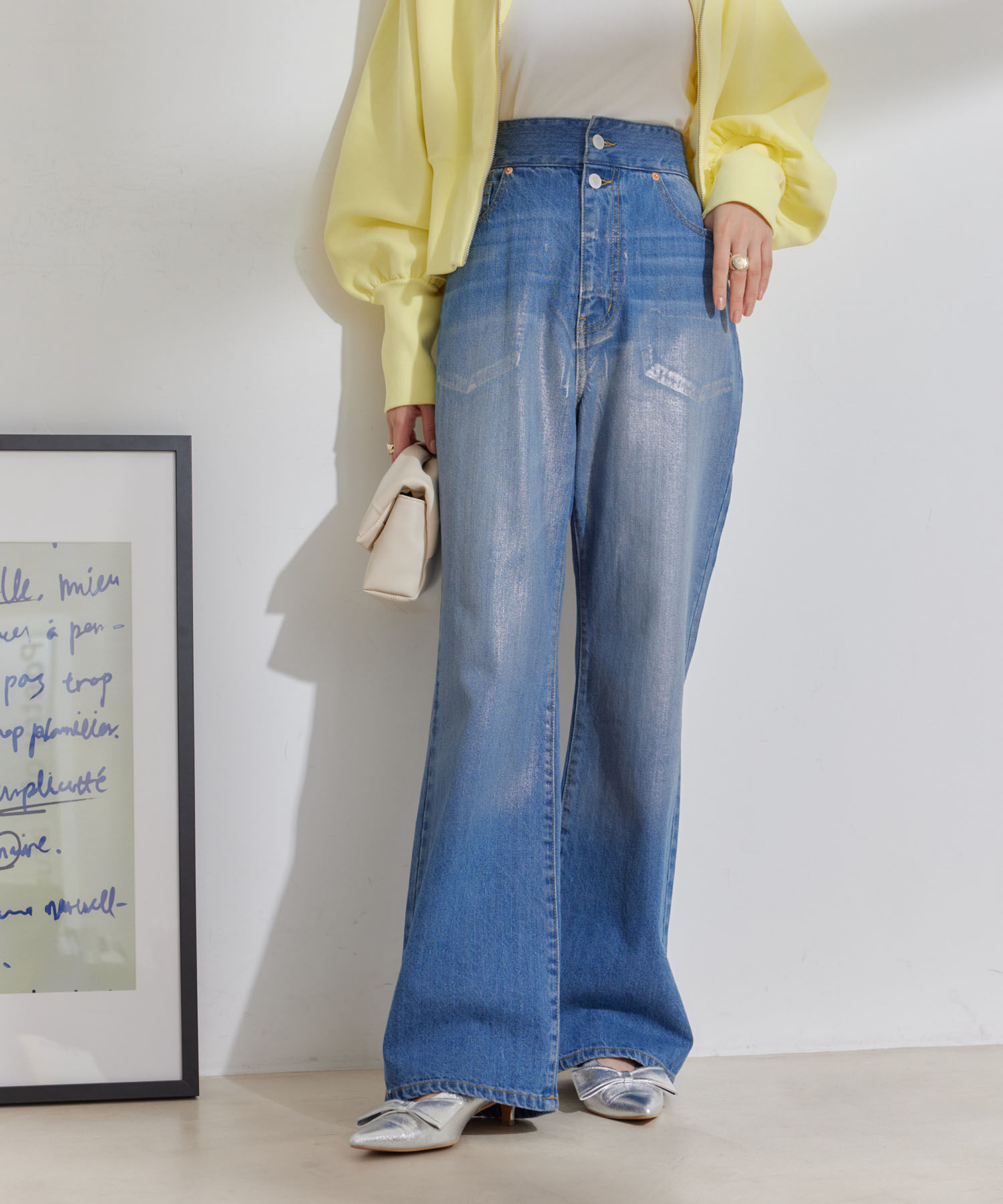 VIS「折り返しフレア箔デニム」|デニム|