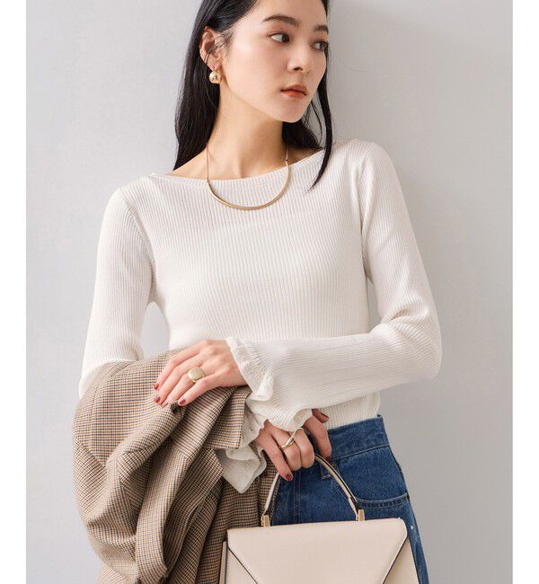 VIS「袖口レース編みニットプルオーバー」|ニット・セーター|オフホワイト(15)