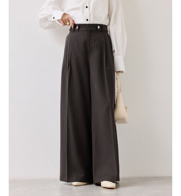 VIS「ツータックワイドパンツ/イージーケア」|チノ|チャコール(06)