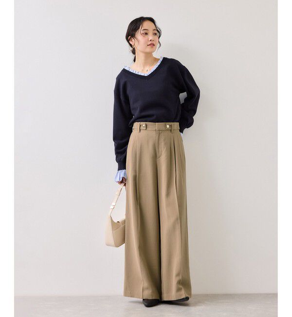 VIS「ツータックワイドパンツ/イージーケア」|チノ|