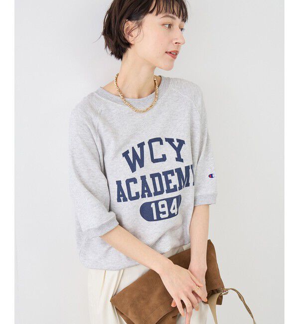 Rope&rsquo;Picnic「【Champion/チャンピオン別注】アソートロゴボートネックハーフスリーブスウェットプルオーバー」|Tシャツ・カットソー|グレーサブ(09)