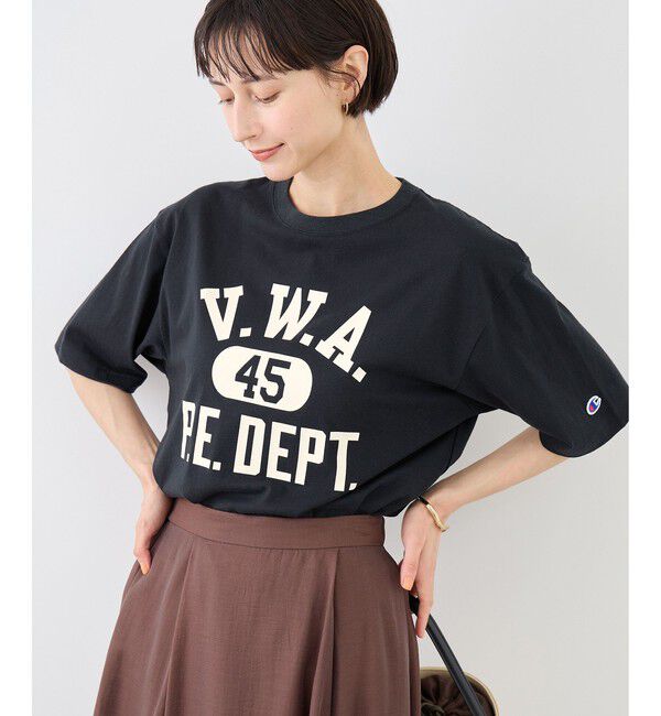 Rope&rsquo;Picnic「【Champion/チャンピオン別注】アソートロゴプリントオーバーサイズTシャツ/リンクコーデ」|Tシャツ・カットソー|