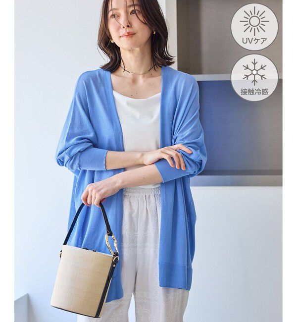 Rope&rsquo;Picnic「シャーベットニット トッパーカーディガン/UVケア・接触冷感」|カーディガン|ブルー系(45)