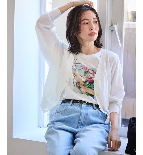 Rope&rsquo;Picnic「シャーベットニット ショート丈Vネックカーディガン/UVケア・接触冷感」|カーディガン|