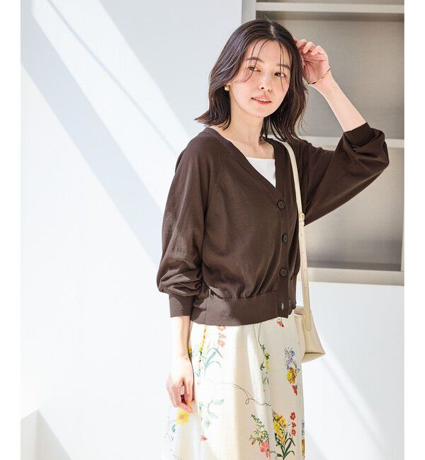 Rope&rsquo;Picnic「シャーベットニット ショート丈Vネックカーディガン/UVケア・接触冷感」|カーディガン|