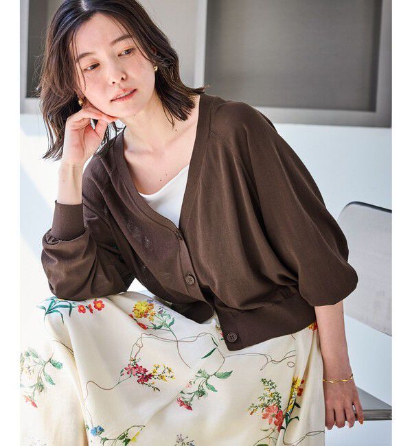 Rope&rsquo;Picnic「シャーベットニット ショート丈Vネックカーディガン/UVケア・接触冷感」|カーディガン|