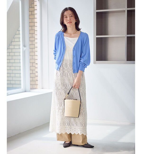 Rope&rsquo;Picnic「シャーベットニット ショート丈Vネックカーディガン/UVケア・接触冷感」|カーディガン|