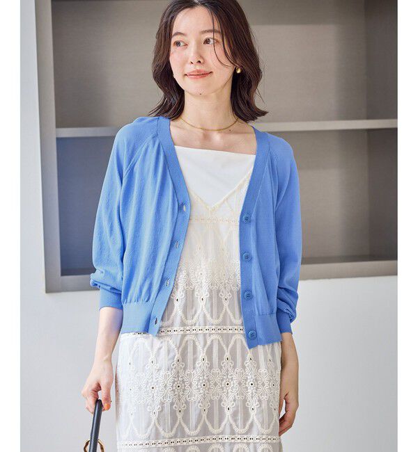 Rope&rsquo;Picnic「シャーベットニット ショート丈Vネックカーディガン/UVケア・接触冷感」|カーディガン|