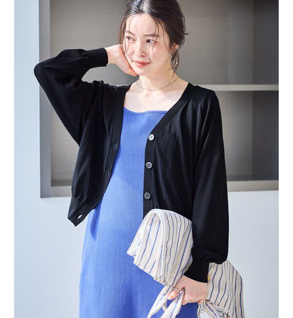 Rope&rsquo;Picnic「シャーベットニット ショート丈Vネックカーディガン/UVケア・接触冷感」|カーディガン|