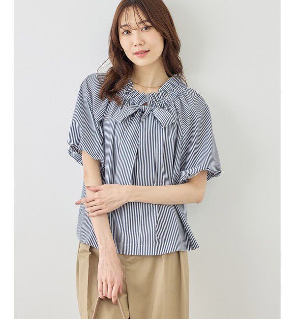 Rope&rsquo;Picnic「前後2WAYギャザーリボンデザインシャツ/UVケア・接触冷感・リンクコーデ」|シャツ・ブラウス|