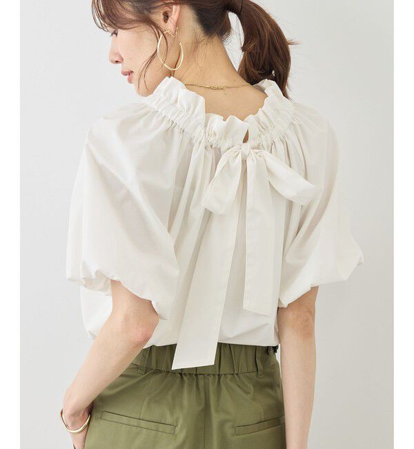 Rope&rsquo;Picnic「前後2WAYギャザーリボンデザインシャツ/UVケア・接触冷感・リンクコーデ」|シャツ・ブラウス|