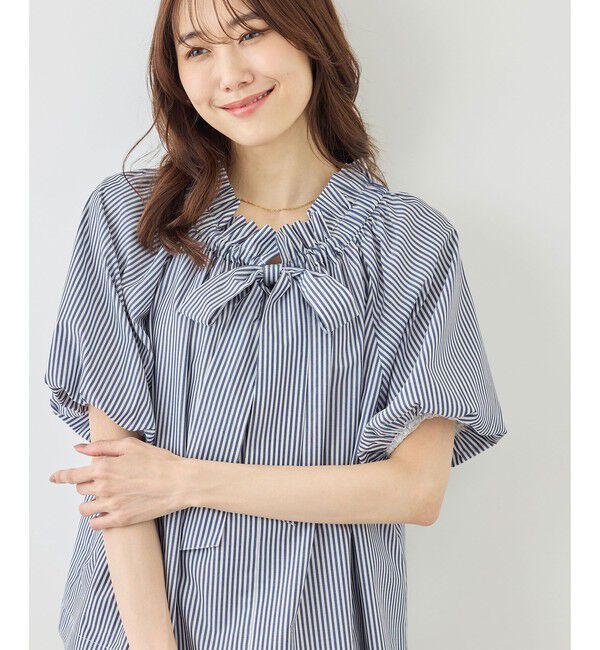 Rope&rsquo;Picnic「前後2WAYギャザーリボンデザインシャツ/UVケア・接触冷感・リンクコーデ」|シャツ・ブラウス|