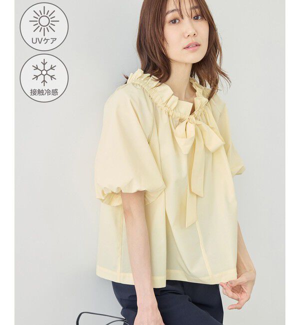 Rope&rsquo;Picnic「前後2WAYギャザーリボンデザインシャツ/UVケア・接触冷感・リンクコーデ」|シャツ・ブラウス|イエロー(80)