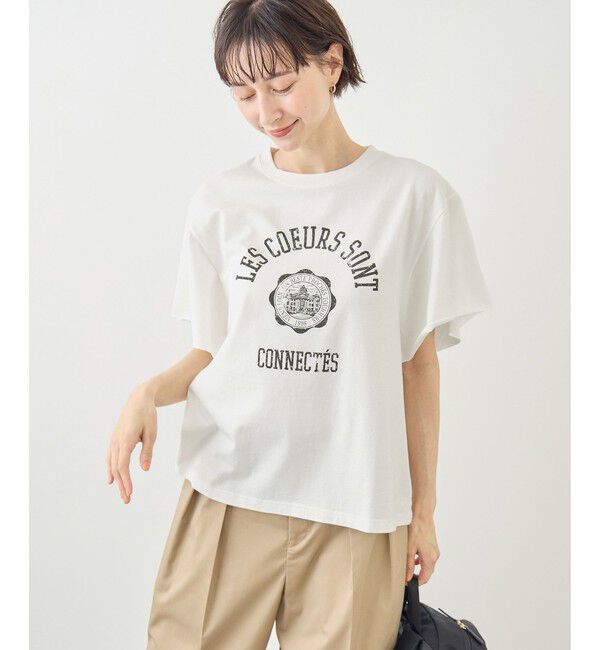 Rope&rsquo;Picnic「カレッジロゴプリントフレアスリーブピグメントTシャツ/リンクコーデ」|Tシャツ・カットソー|