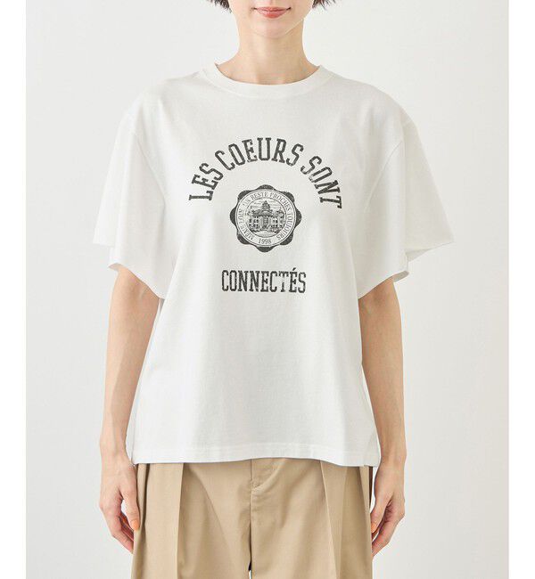 Rope&rsquo;Picnic「カレッジロゴプリントフレアスリーブピグメントTシャツ/リンクコーデ」|Tシャツ・カットソー|