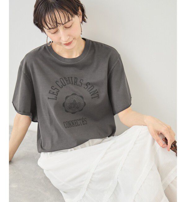 Rope&rsquo;Picnic「カレッジロゴプリントフレアスリーブピグメントTシャツ/リンクコーデ」|Tシャツ・カットソー|