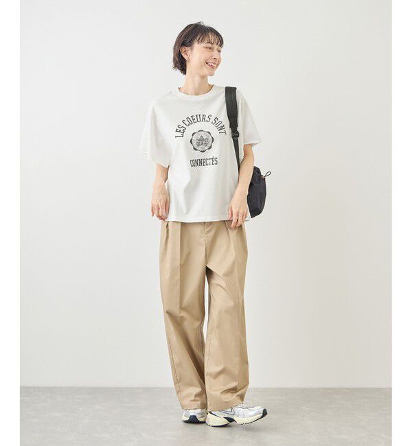 Rope&rsquo;Picnic「カレッジロゴプリントフレアスリーブピグメントTシャツ/リンクコーデ」|Tシャツ・カットソー|