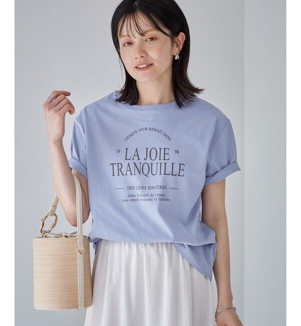 Rope&rsquo;Picnic「オーバーサイズロゴプリントTシャツ/UVカット・接触冷感・汗染み防止」|Tシャツ・カットソー|サックス(48)