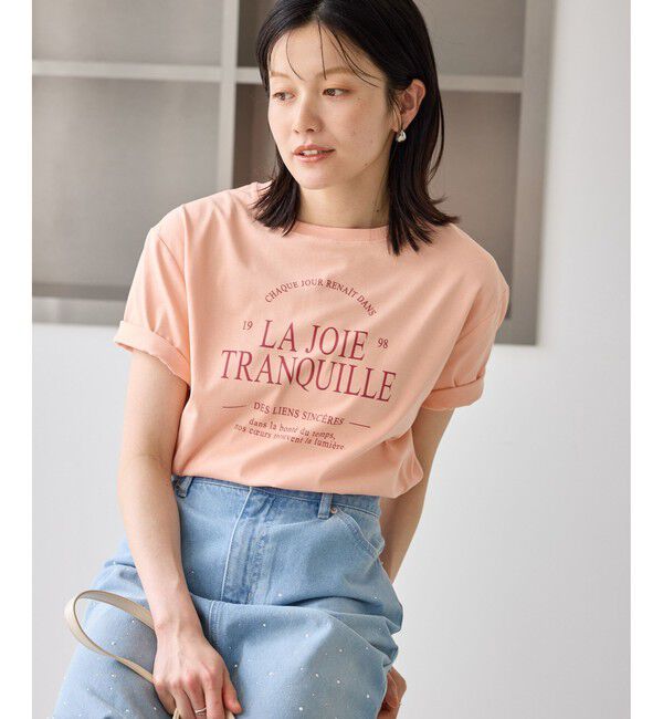 Rope&rsquo;Picnic「オーバーサイズロゴプリントTシャツ/UVカット・接触冷感・汗染み防止」|Tシャツ・カットソー|オレンジ(70)