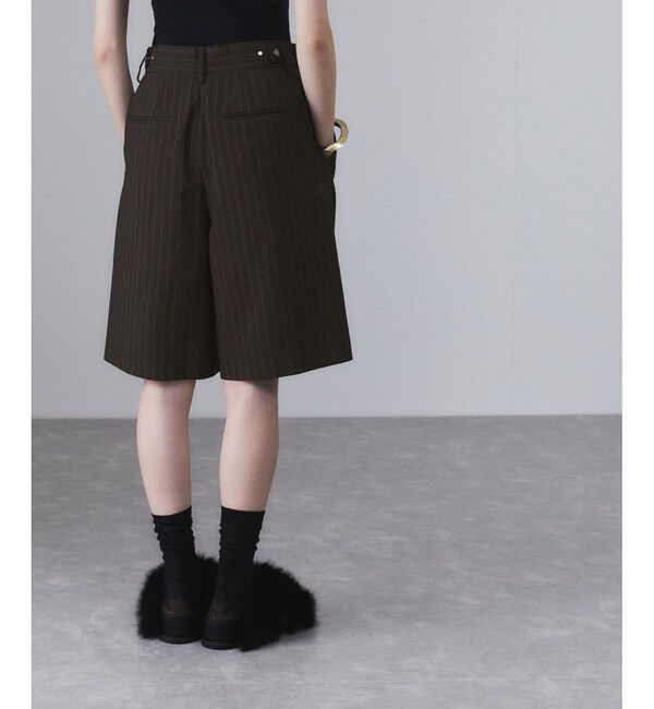 ADAM ET ROPE'「【サステナブル】ソリッド＆ストライプハーフパンツ」|チノ|