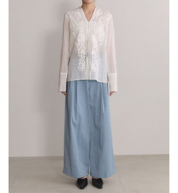 ADAM ET ROPE'「【EMOELLE】バイカラードレスパンツ」|チノ|