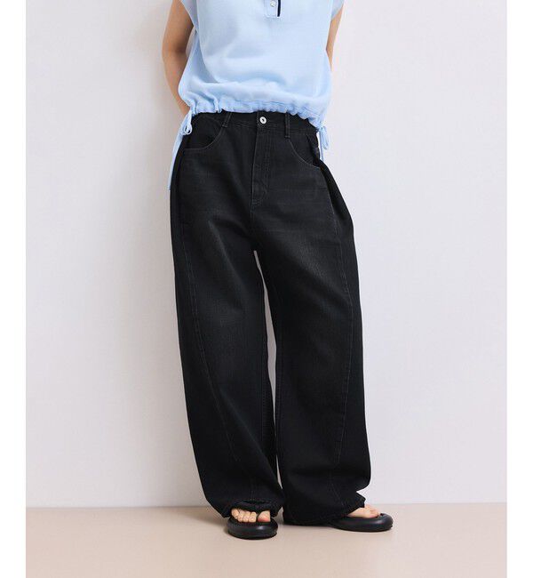 ADAM ET ROPE'「【WEB限定】・【サステナブル】タックディティールワイドデニムワイドパンツ」|デニム|