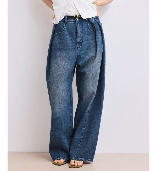 ADAM ET ROPE'「【WEB限定】・【サステナブル】タックディティールワイドデニムワイドパンツ」|デニム|