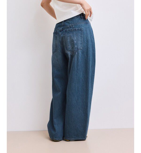 ADAM ET ROPE'「【WEB限定】・【サステナブル】タックディティールワイドデニムワイドパンツ」|デニム|