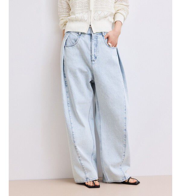 ADAM ET ROPE'「【WEB限定】・【サステナブル】タックディティールワイドデニムワイドパンツ」|デニム|