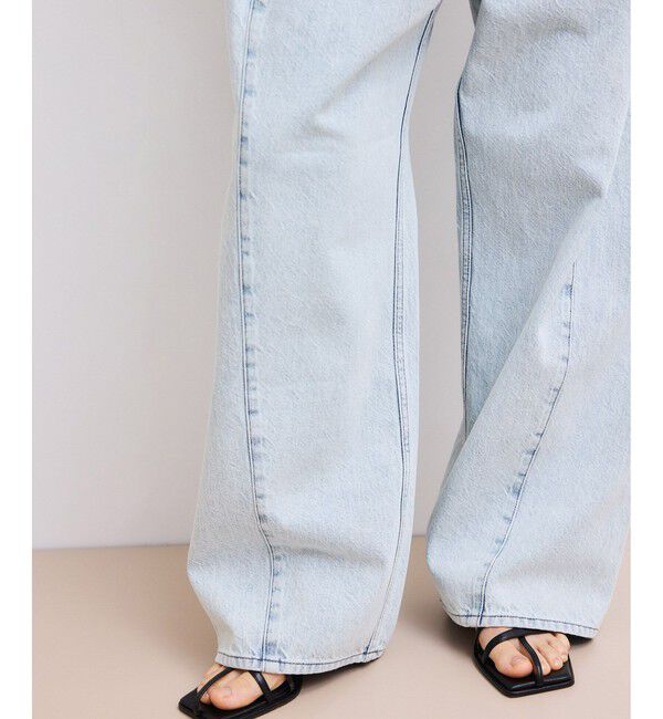 ADAM ET ROPE'「【WEB限定】・【サステナブル】タックディティールワイドデニムワイドパンツ」|デニム|