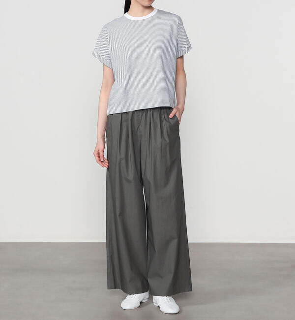 handvaerk「handvaerk | 60/2 クルーネック ワイドTシャツ STRIPE WOMEN」|Tシャツ・カットソー|