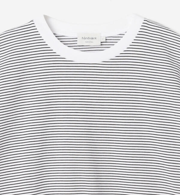 handvaerk「handvaerk | 60/2 クルーネック ワイドTシャツ STRIPE WOMEN」|Tシャツ・カットソー|