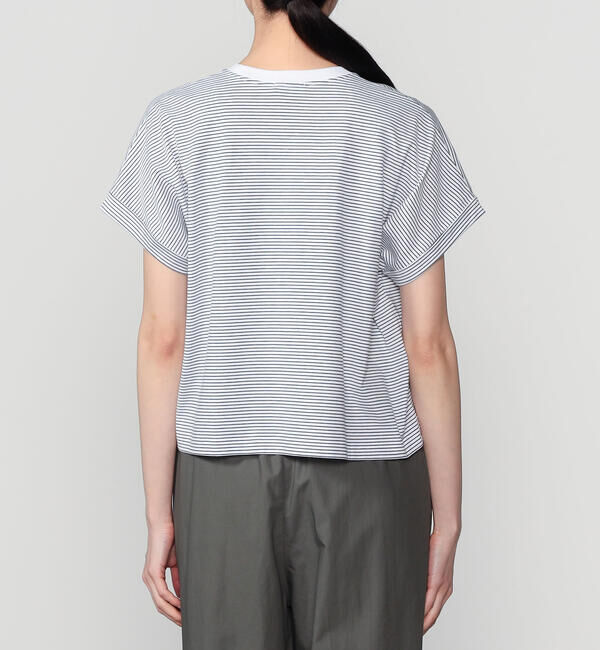 handvaerk「handvaerk | 60/2 クルーネック ワイドTシャツ STRIPE WOMEN」|Tシャツ・カットソー|