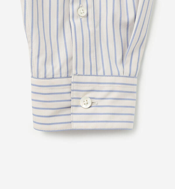 GYMPHLEX「Gymphlex | コットンポプリン ストライプ 長袖ギャザーシャツ MEN」|シャツ・ブラウス|