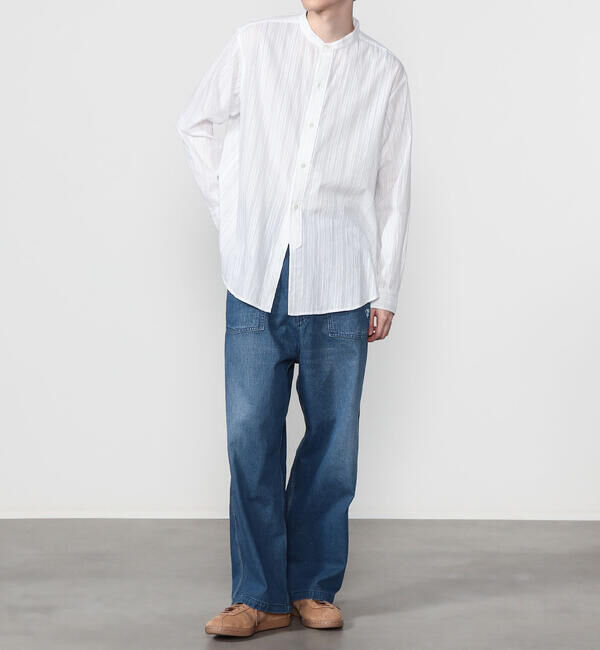  「INDIA INDUSTRY | コットンドビー バンドカラーシャツ MEN」|シャツ・ブラウス|